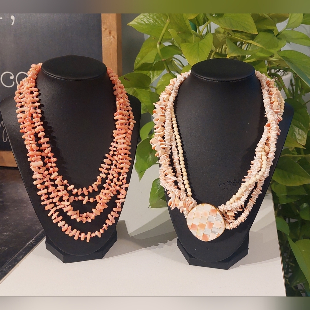 Elegant Coral and Cream Necklace Set